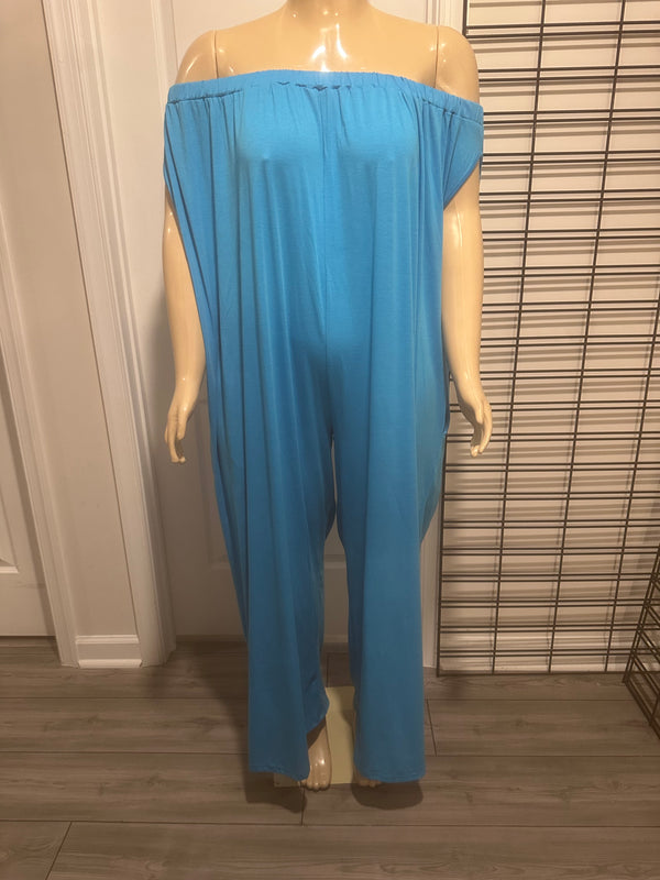 Blue Off the Shoudler One Piece