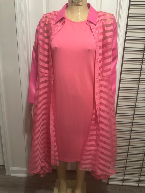 Pink Two Jacket and Dress Set