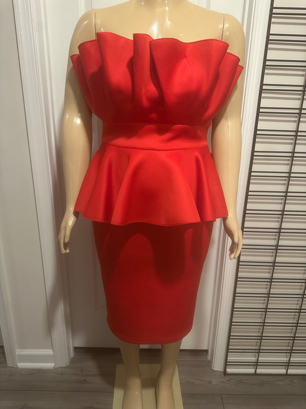Red Shell Peplum Dress