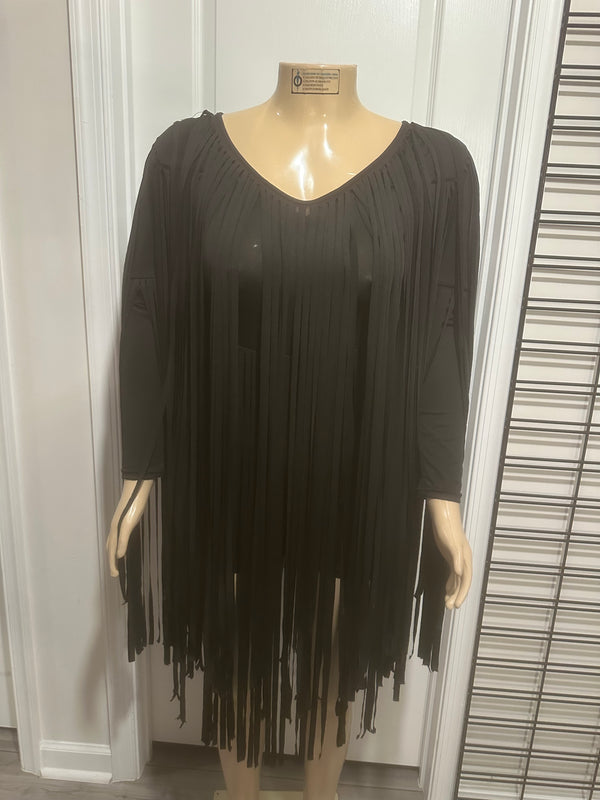 Black Fringe Short Jumper