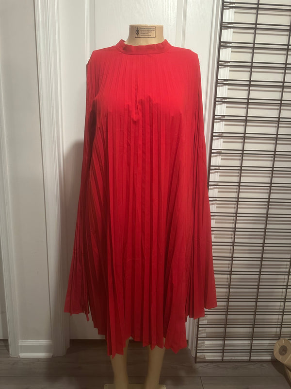 Pleated Open Sleeve Long Dress