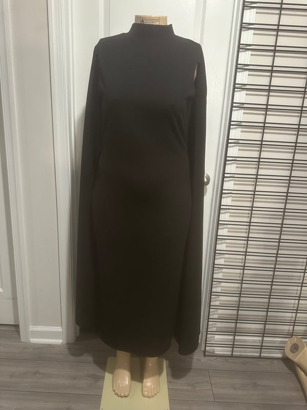 Open Sleeve Fitted Long Dress