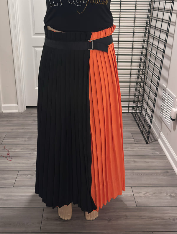 Black and Orange Split Skirt