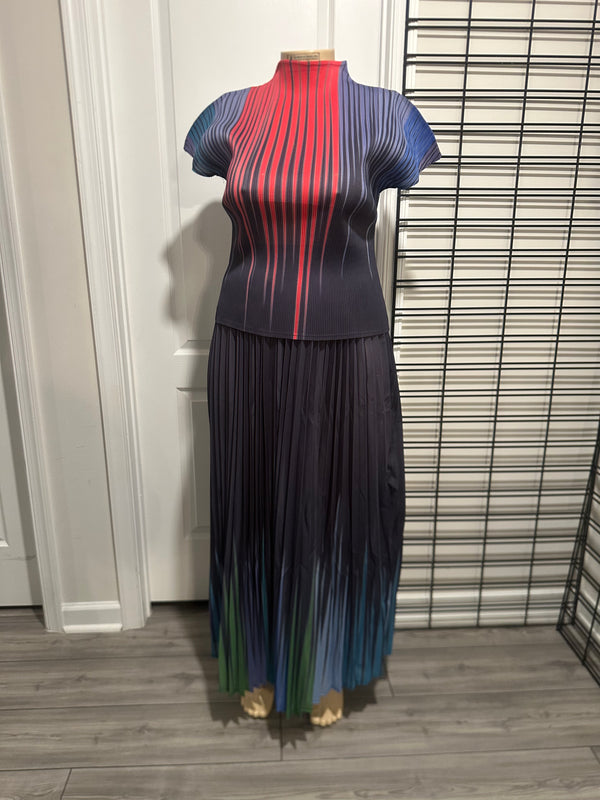 Blue Bold Stretch Skirt Set