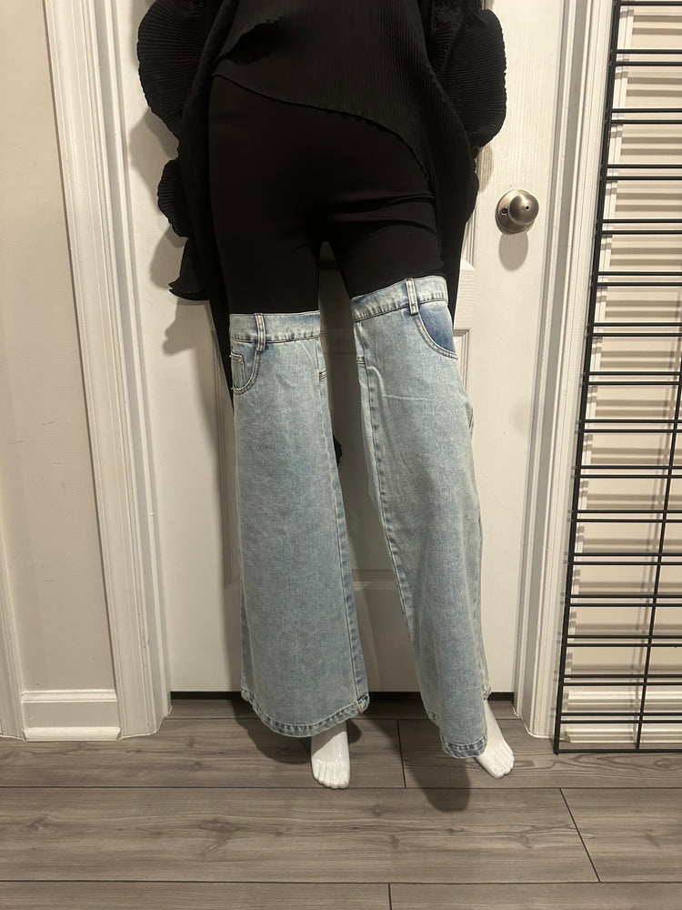 Mixed Cut Denim Pants