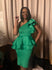 One Shoulder Green Peplum Dress