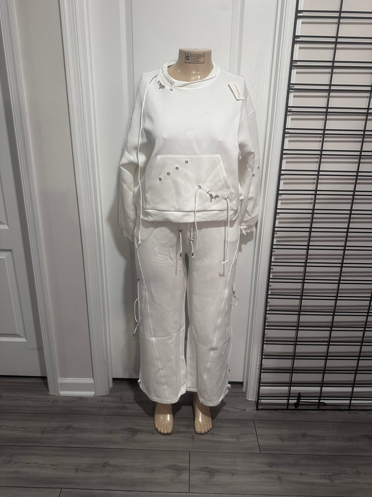 White Laced Sweat Set