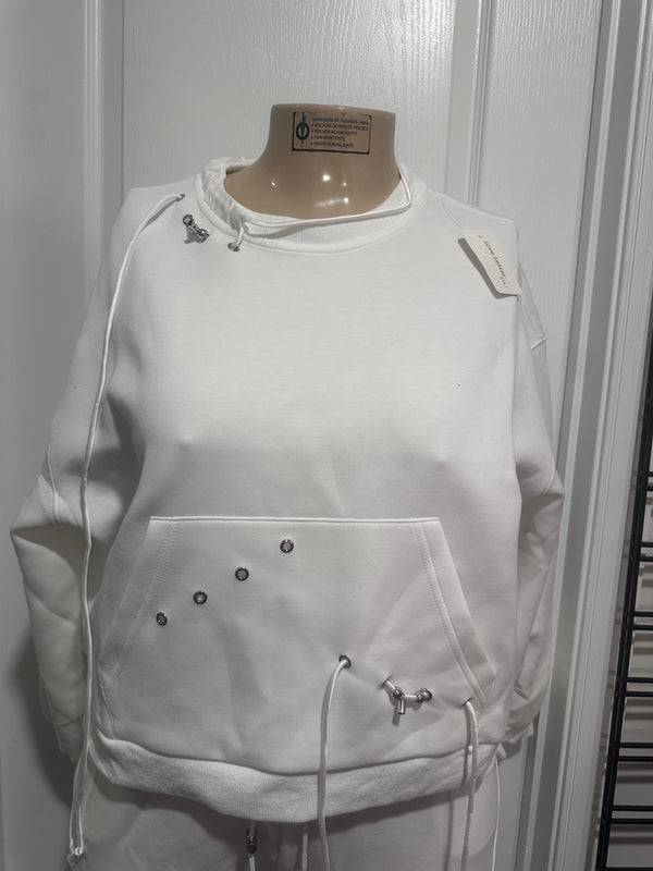 White Laced Sweat Set