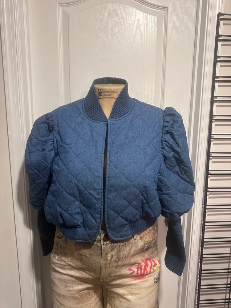 Denim Quilted Crop Jacket