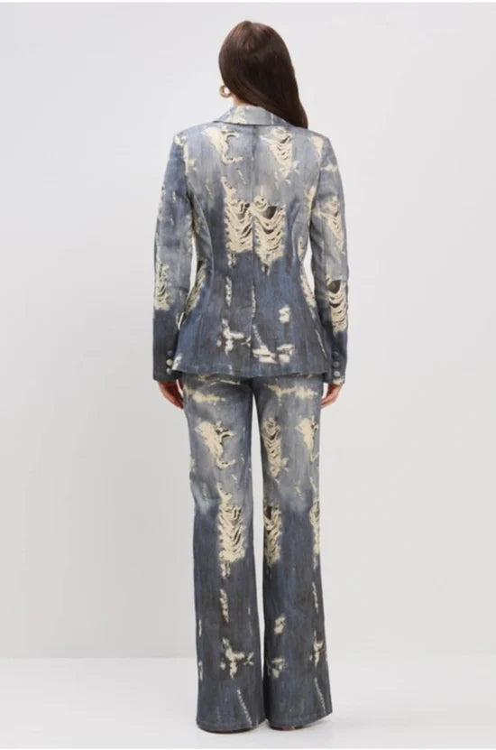 Torn Denim Effect Suit