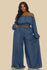 Off Shoulder 2pc Denim Set