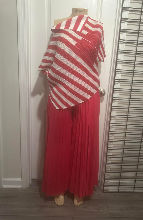 Stripes and Pleats 2 PC Pants Set