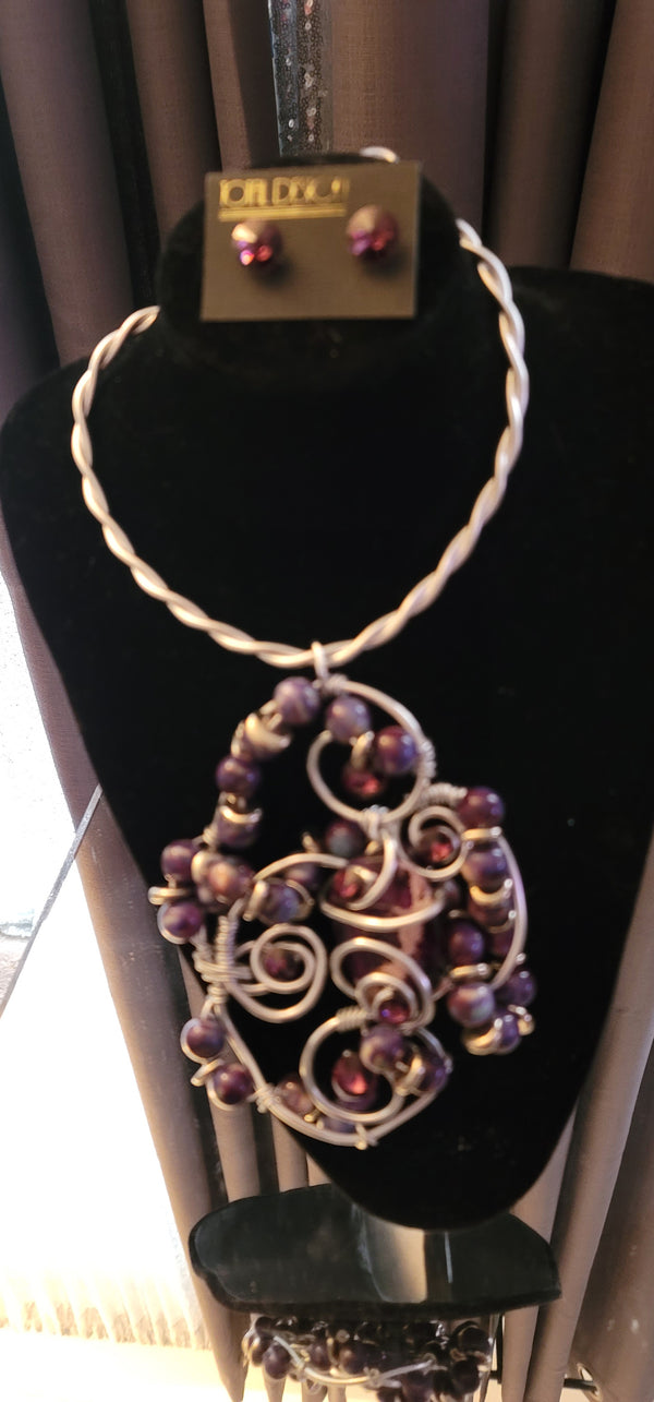 Jeff Lieb Purple Passion Necklace and Earring Set
