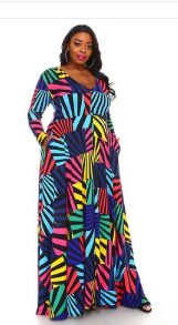 Multi-Colored Abstract Maxi Dress