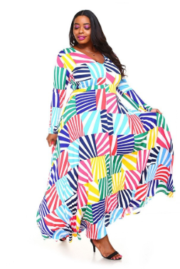 Multi-Colored Abstract Maxi Dress