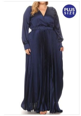 Belted Pleated Maxi Dress