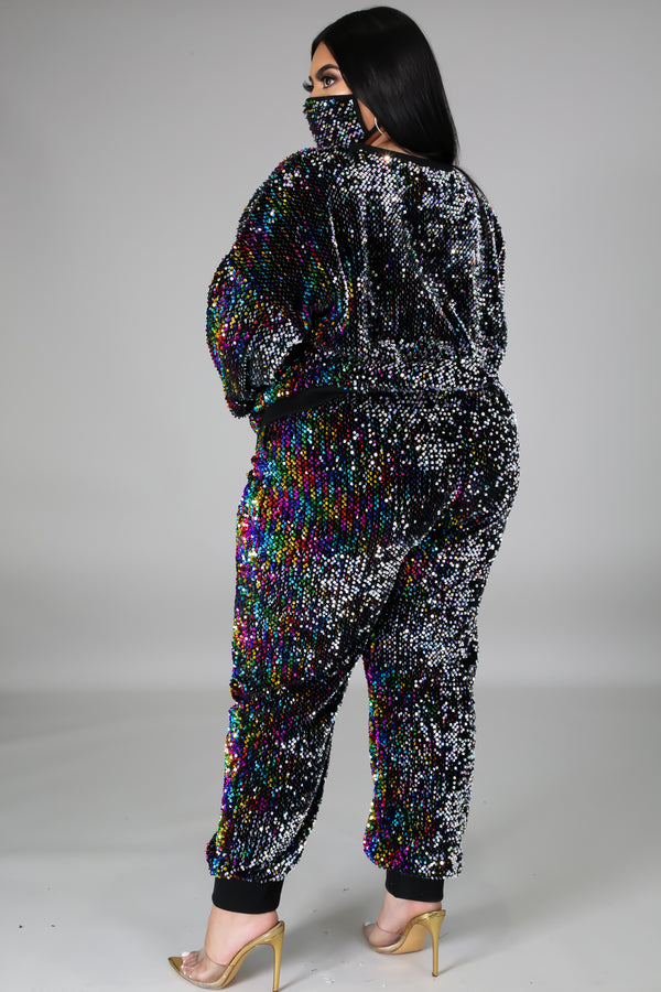 Sequin Track Suit with Mask
