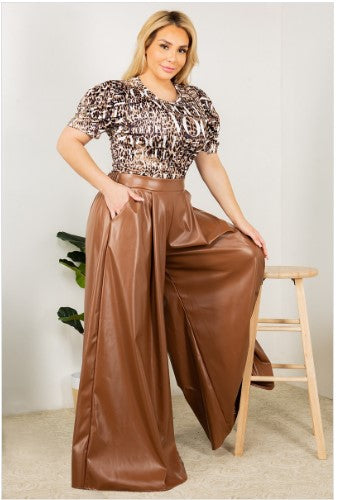 Faux Leather Palazzo Pants