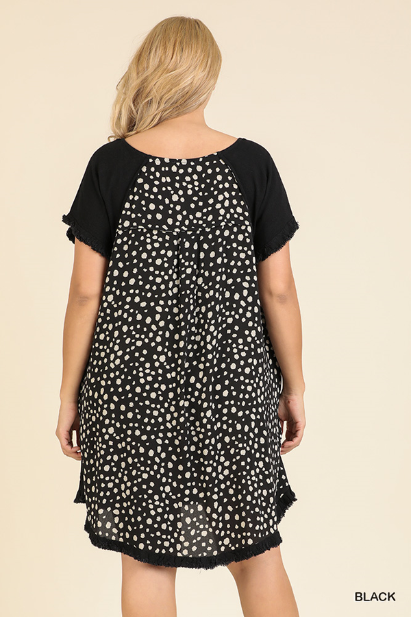 Short Sleeve Dalmatian Print Back Dress