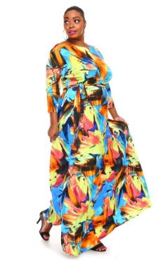 Earthtonish Print Maxi Dress