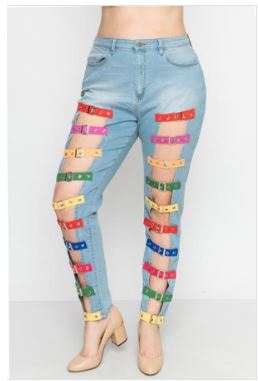 Front Color Detail Jeans